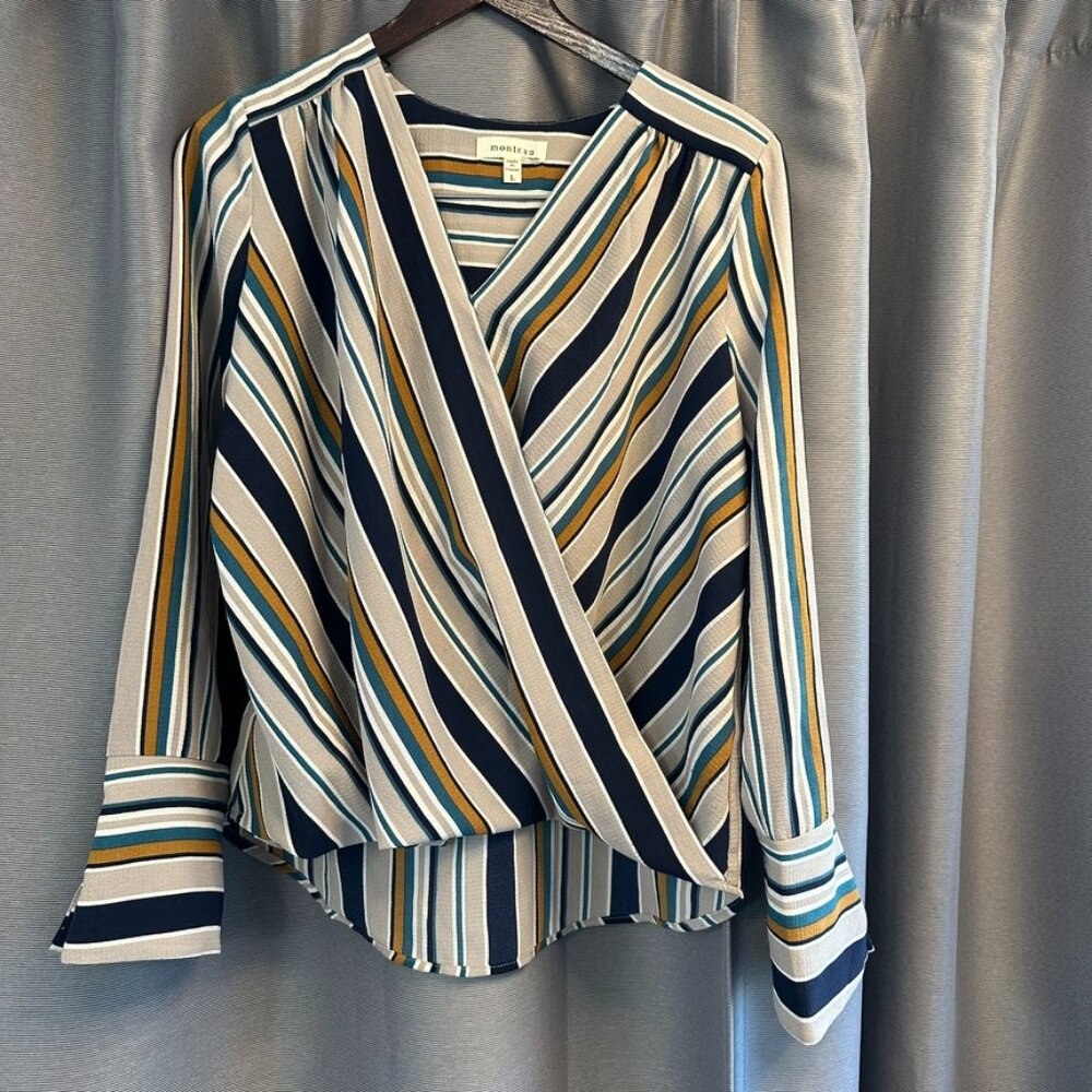 Like New Faux Wrap Blouse